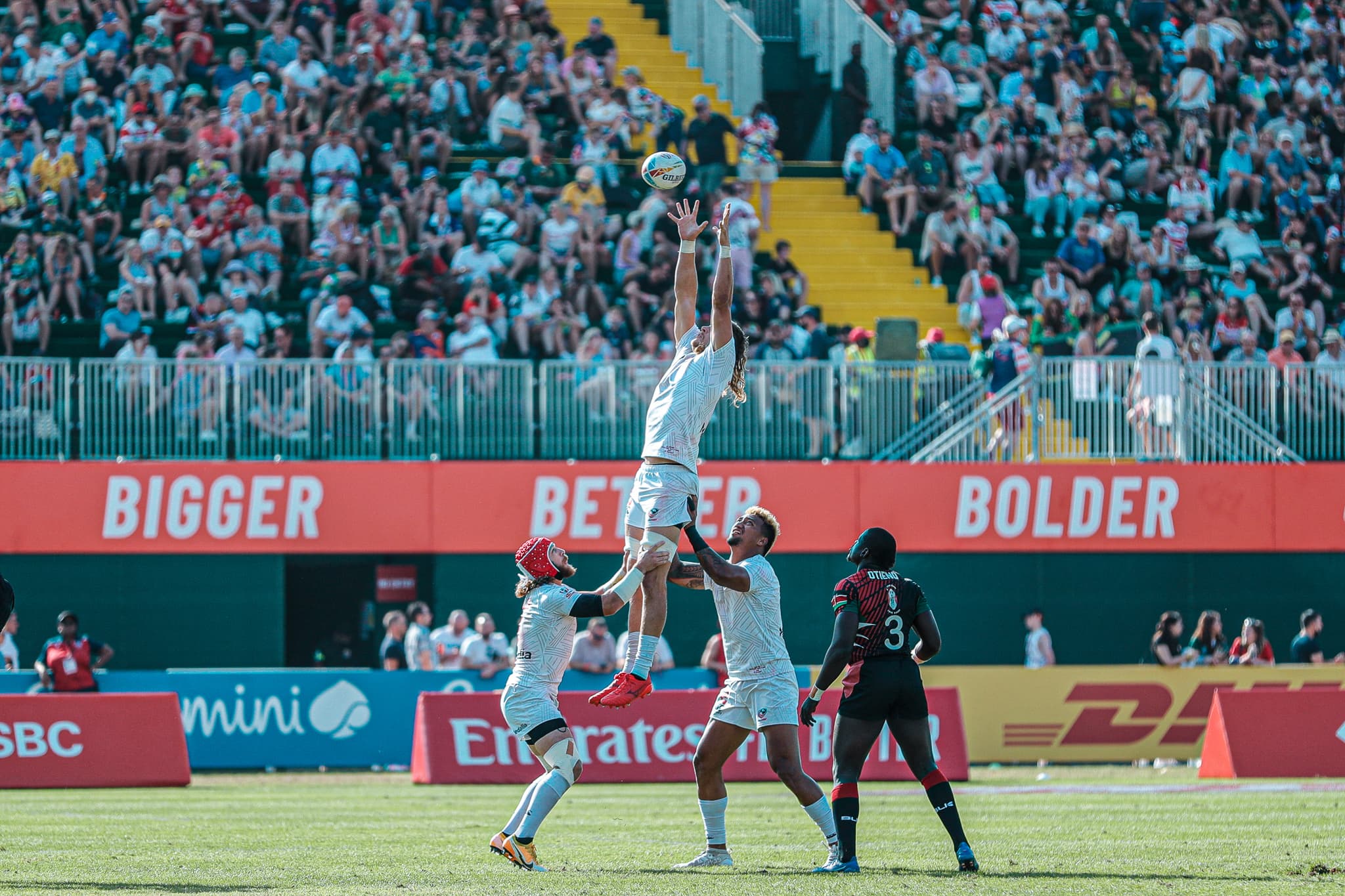 on day one of the Dubai Emirates Airline Rugby Sevens 2021 men's competition on 3 December, 2021. Photo credit: Mike Lee - KLC fotos for World Rugby